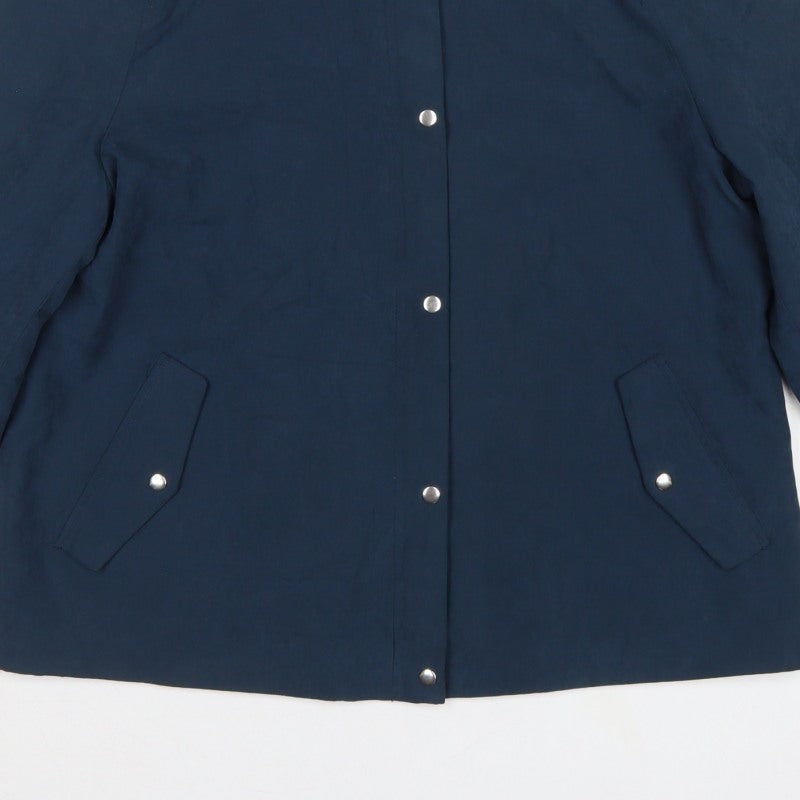 Bonmarché Women’s Navy Blue Size 16 Collared Lightweight Snap Jacket