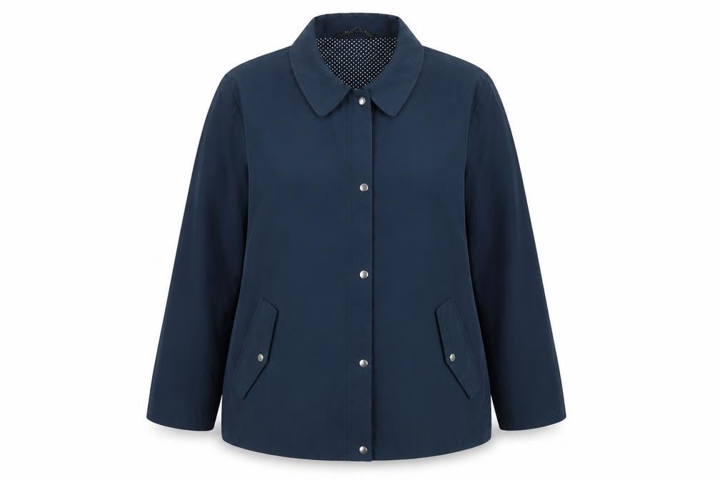 Bonmarché Women’s Navy Blue Size 16 Collared Lightweight Snap Jacket