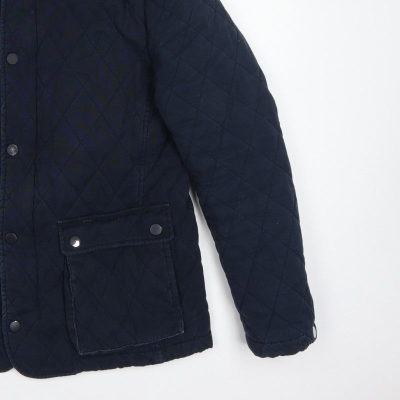 Jaeger Men's Blue M Quilted Cotton Jacket Snap Stand-Up Collar