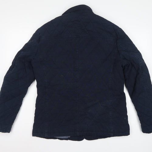 Jaeger Men's Blue M Quilted Cotton Jacket Snap Stand-Up Collar