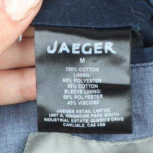 Jaeger Men's Blue M Quilted Cotton Jacket Snap Stand-Up Collar