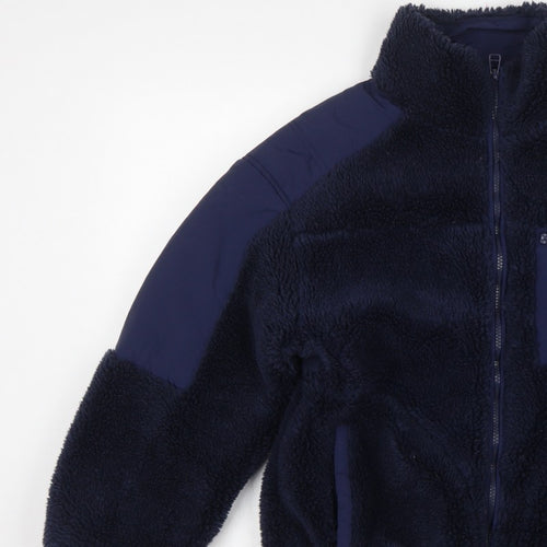 Bershka Women Blue S Teddy Fleece Jacket Full Zip Outdoor