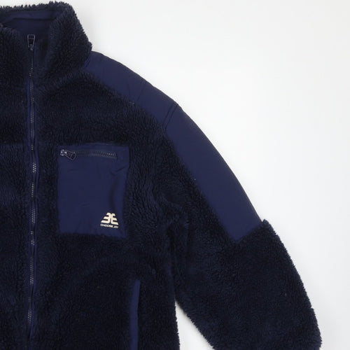Bershka Women Blue S Teddy Fleece Jacket Full Zip Outdoor