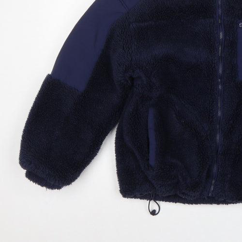 Bershka Women Blue S Teddy Fleece Jacket Full Zip Outdoor