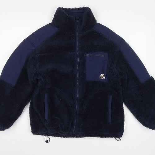 Bershka Women Blue S Teddy Fleece Jacket Full Zip Outdoor