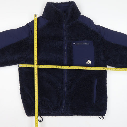 Bershka Women Blue S Teddy Fleece Jacket Full Zip Outdoor