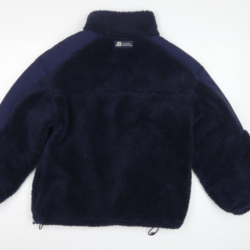 Bershka Women Blue S Teddy Fleece Jacket Full Zip Outdoor