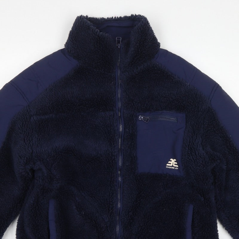 Bershka Women Blue S Teddy Fleece Jacket Full Zip Outdoor