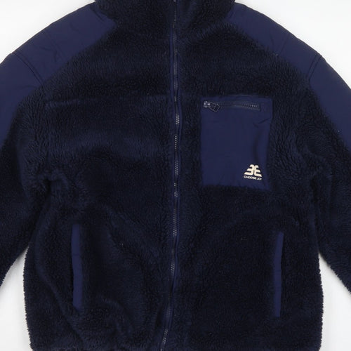 Bershka Women Blue S Teddy Fleece Jacket Full Zip Outdoor
