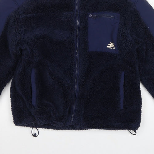 Bershka Women Blue S Teddy Fleece Jacket Full Zip Outdoor