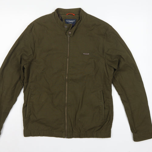 T-Base Men's Green Small Cotton Stretch Basic Zip Jacket Lined