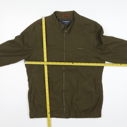 T-Base Men's Green Small Cotton Stretch Basic Zip Jacket Lined
