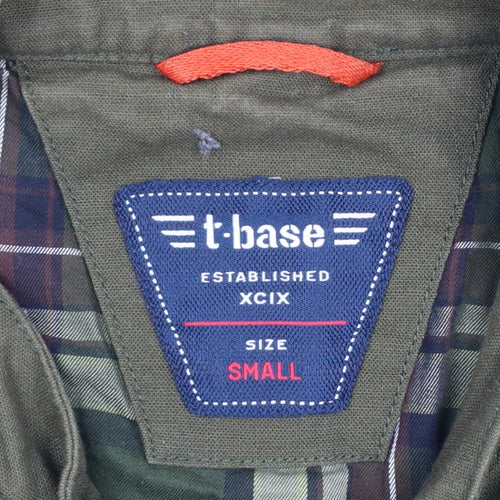 T-Base Men's Green Small Cotton Stretch Basic Zip Jacket Lined