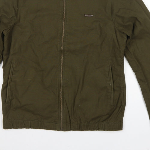 T-Base Men's Green Small Cotton Stretch Basic Zip Jacket Lined