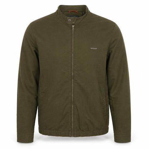 T-Base Men's Green Small Cotton Stretch Basic Zip Jacket Lined