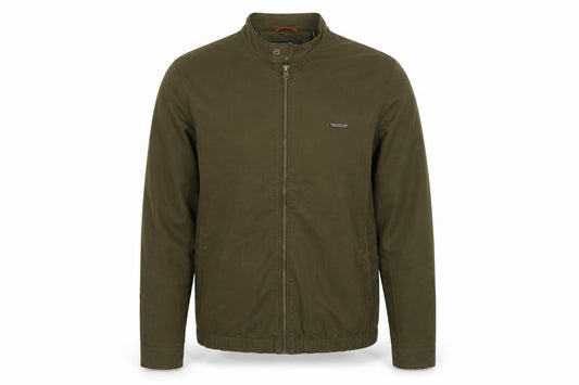T-Base Men's Green Small Cotton Stretch Basic Zip Jacket Lined