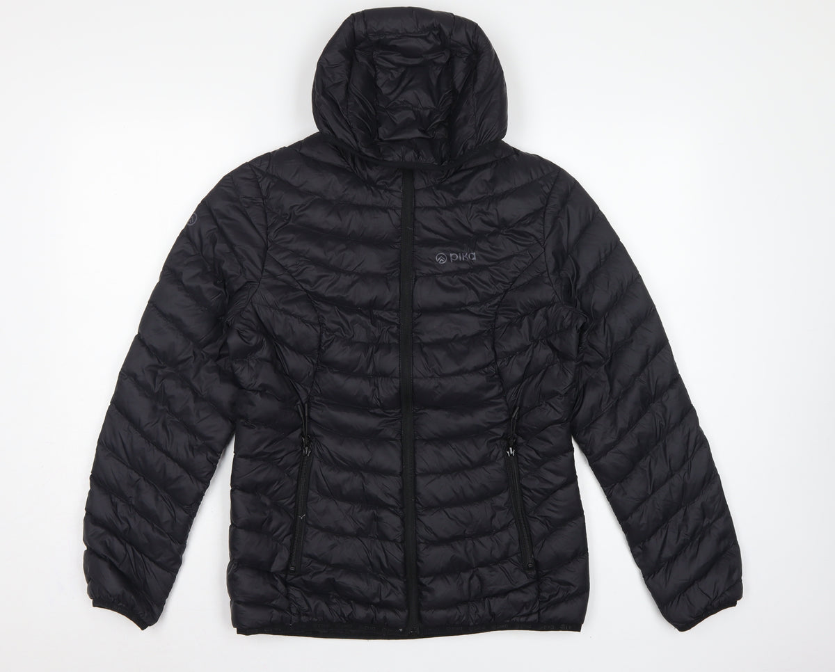 Pika Men's Black S Hooded Puffer Jacket Quilted Insulated Outdoor