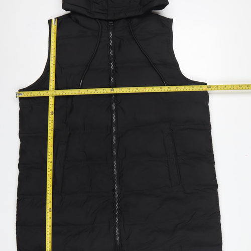 Dunnes Stores Women Black Size 18 Hooded Padded Longline Puffer Gilet