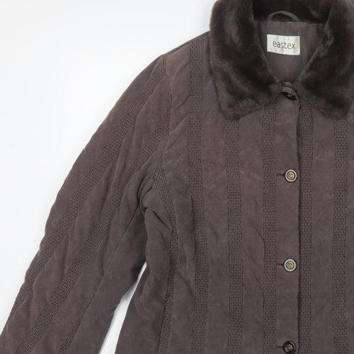 Eastex Women's Brown UK 14 Basic Jacket Faux Fur Collar Lined