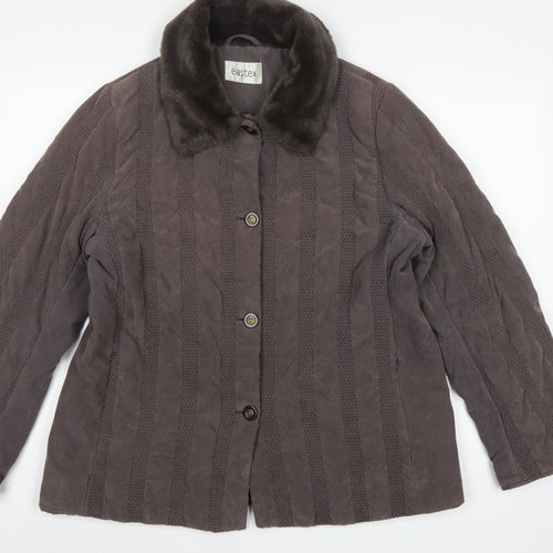 Eastex Women's Brown UK 14 Basic Jacket Faux Fur Collar Lined