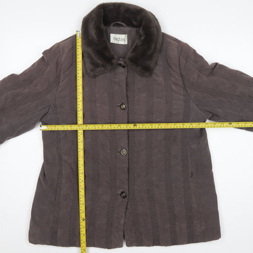 Eastex Women's Brown UK 14 Basic Jacket Faux Fur Collar Lined