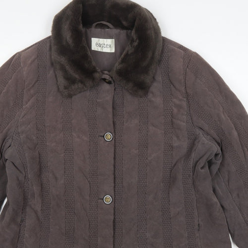 Eastex Women's Brown UK 14 Basic Jacket Faux Fur Collar Lined