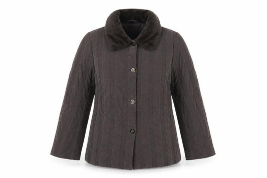 Eastex Women's Brown UK 14 Basic Jacket Faux Fur Collar Lined