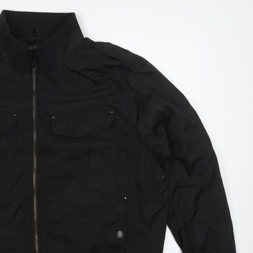 Burton London Men's Black XXL Bomber Jacket Zip Pockets Collared