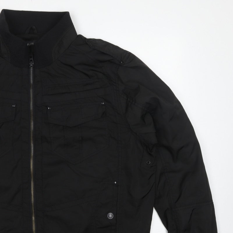 Burton London Men's Black XXL Bomber Jacket Zip Pockets Collared