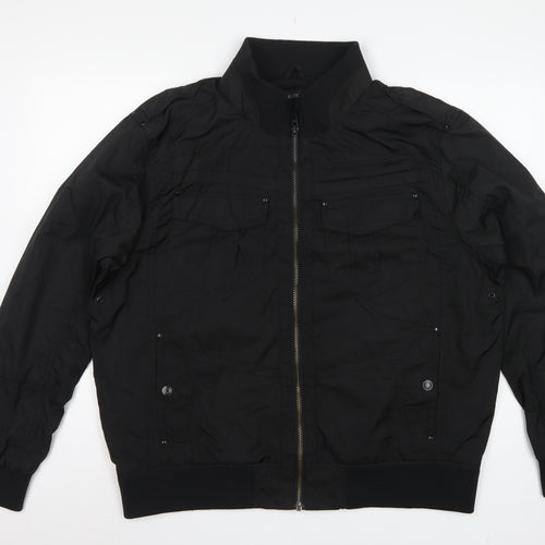 Burton London Men's Black XXL Bomber Jacket Zip Pockets Collared