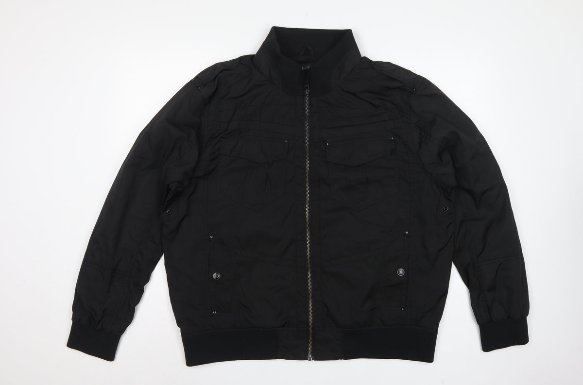 Burton London Men's Black XXL Bomber Jacket Zip Pockets Collared