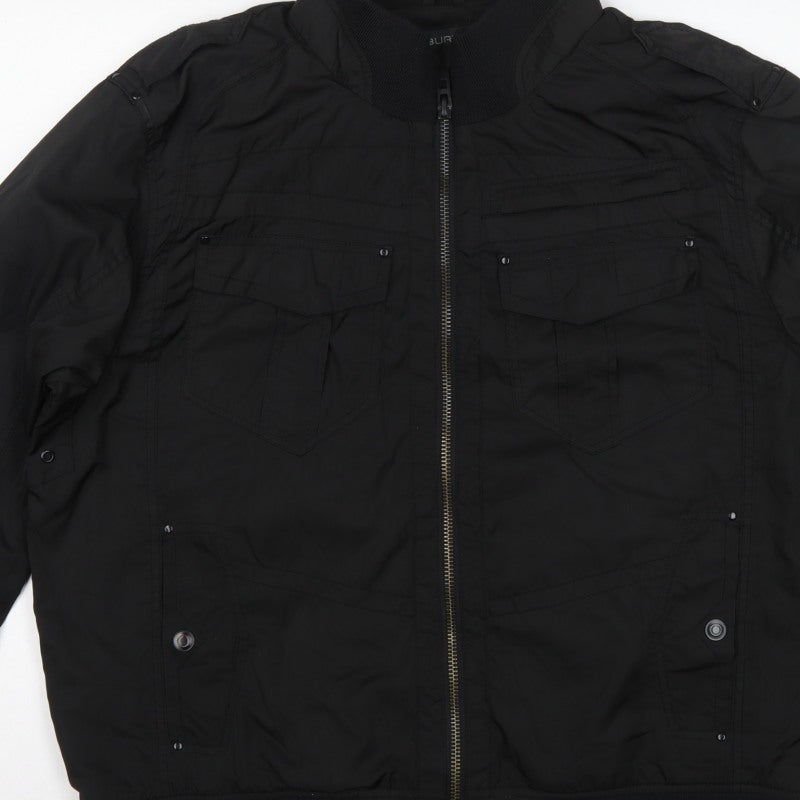 Burton London Men's Black XXL Bomber Jacket Zip Pockets Collared