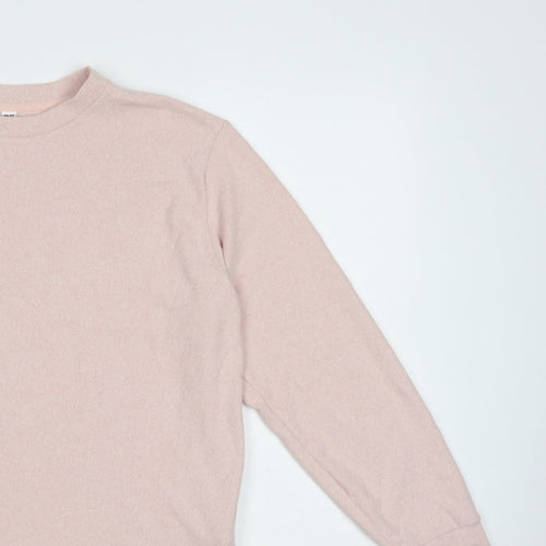 Uniqlo Women Pink XS Basic Crew Neck Long Sleeve Knit Top