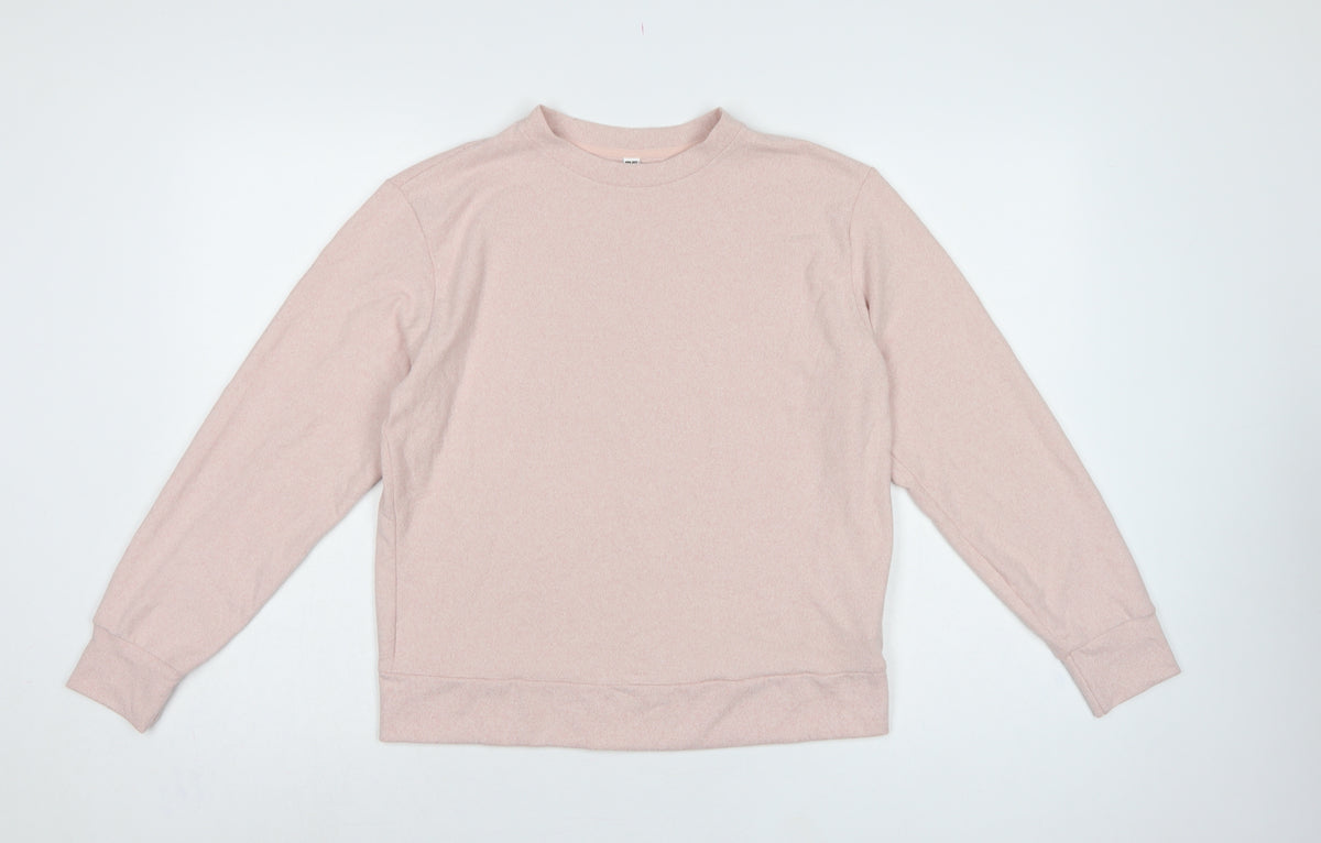 Uniqlo Women Pink XS Basic Crew Neck Long Sleeve Knit Top
