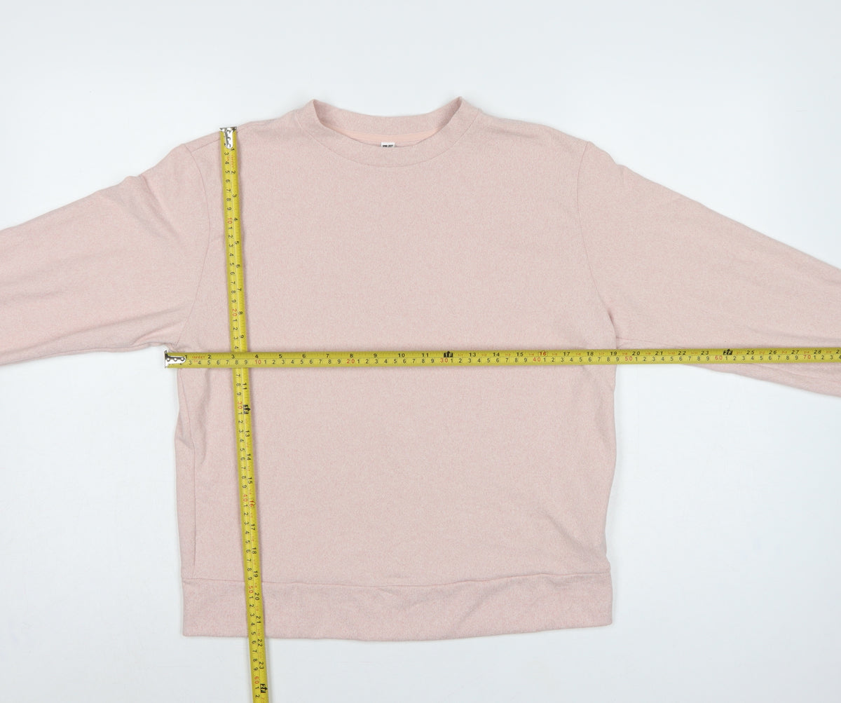 Uniqlo Women Pink XS Basic Crew Neck Long Sleeve Knit Top