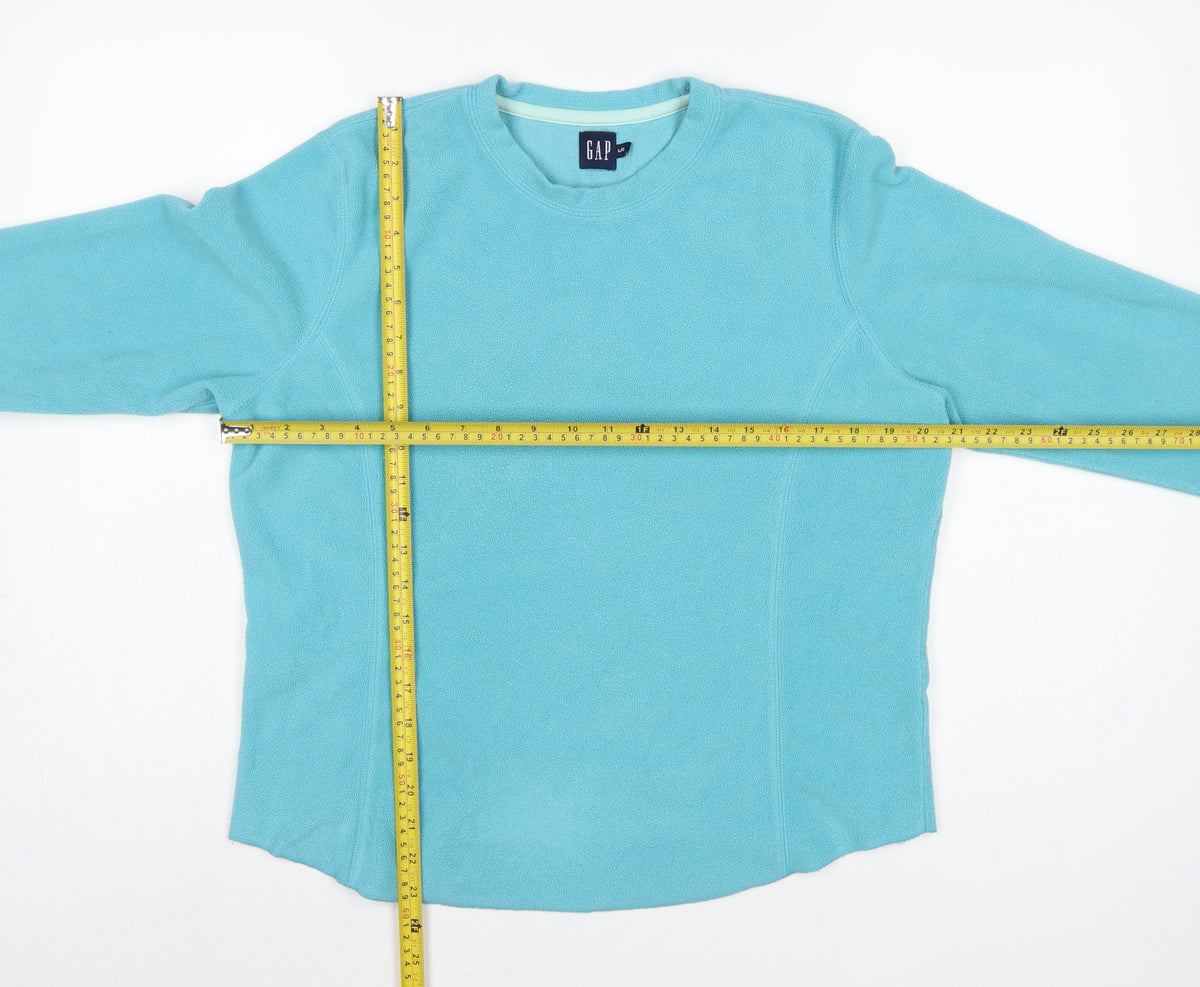 Close-up detail of Gap Women’s Blue L Fleece Pullover Sweatshirt Raglan Sleeve