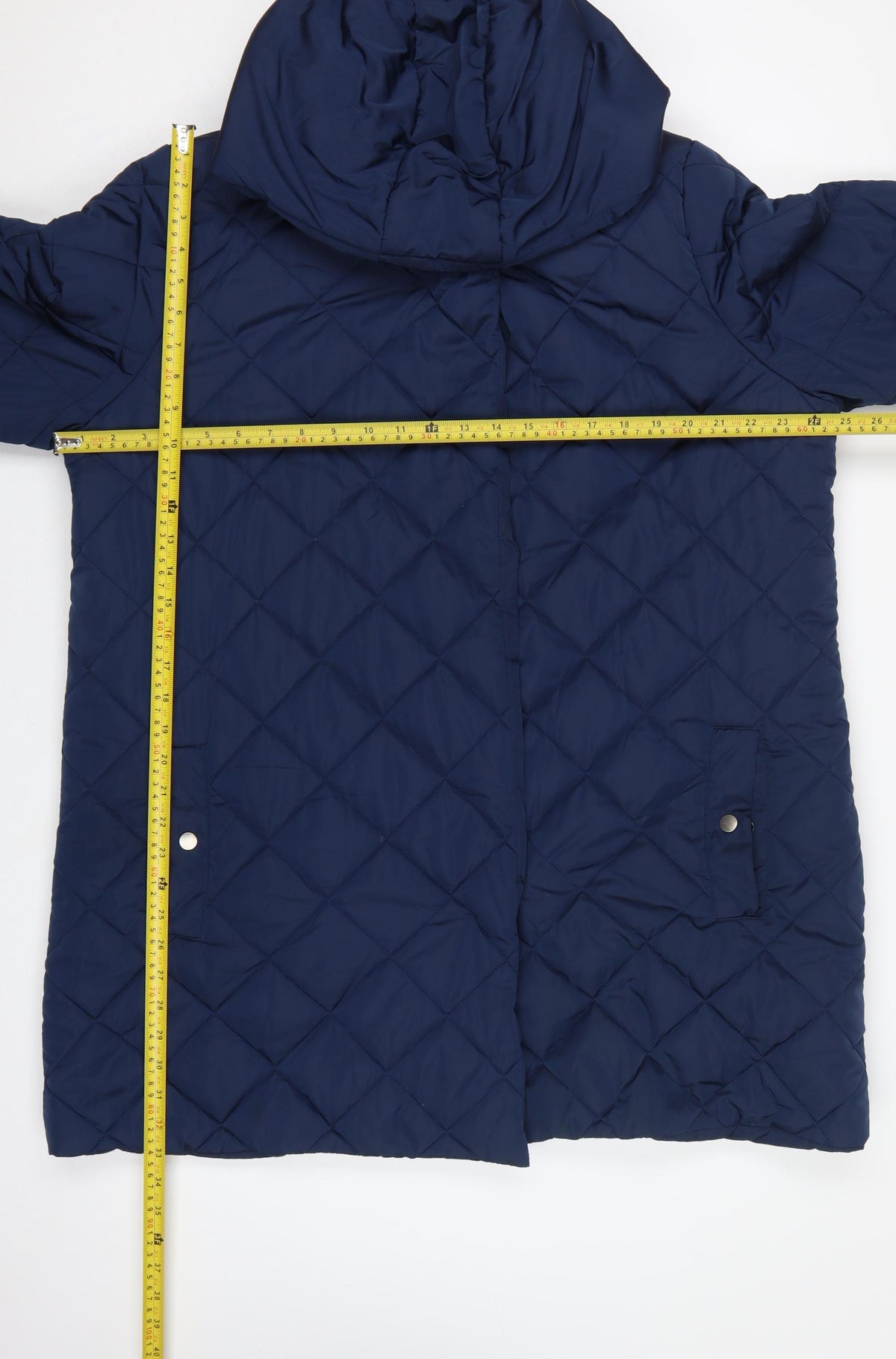 Tulipa Women's Blue UK 20 Long Quilted Hooded Puffer Coat