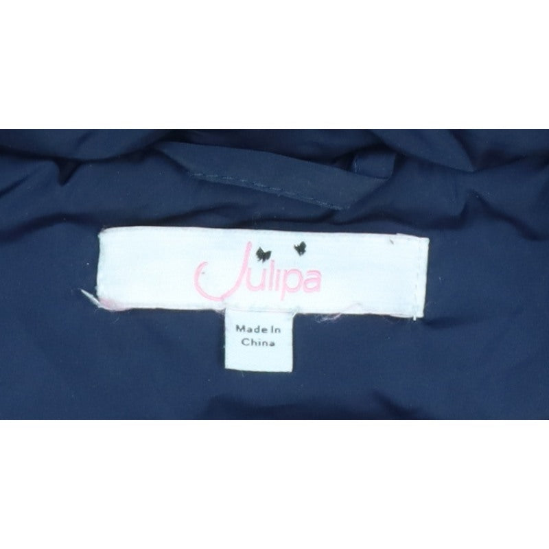 Tulipa Women's Blue UK 20 Long Quilted Hooded Puffer Coat