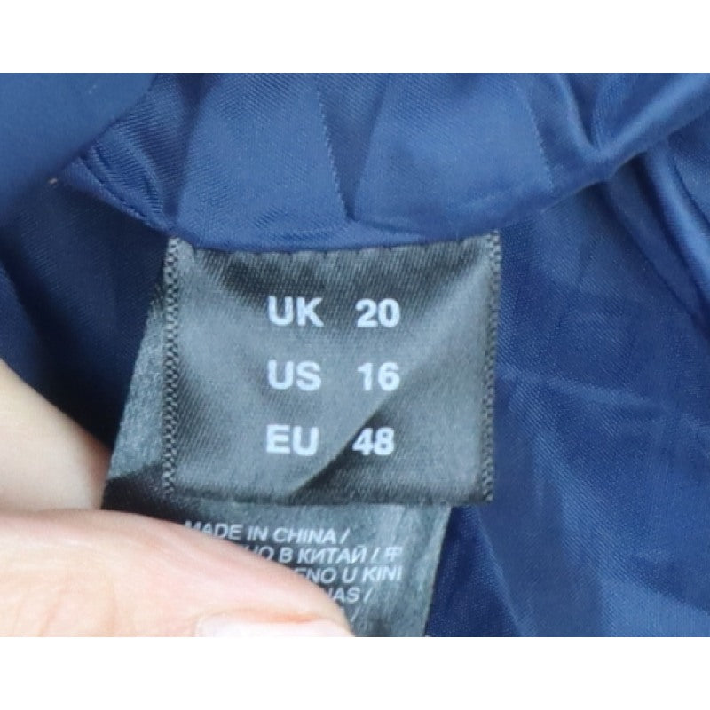 Tulipa Women's Blue UK 20 Long Quilted Hooded Puffer Coat