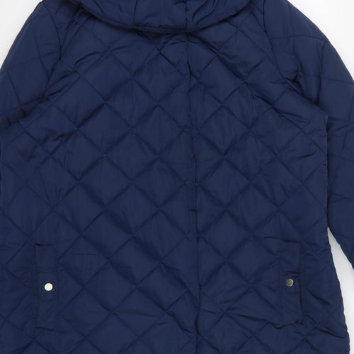 Tulipa Women's Blue UK 20 Long Quilted Hooded Puffer Coat