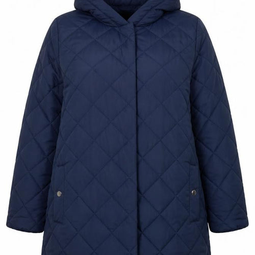 Tulipa Women's Blue UK 20 Long Quilted Hooded Puffer Coat