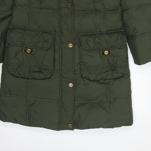 Per Una Women’s Green Small Long Hooded Down Puffer Coat
