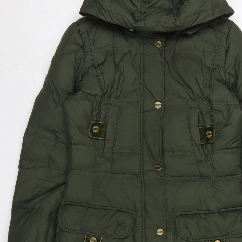 Per Una Women’s Green Small Long Hooded Down Puffer Coat