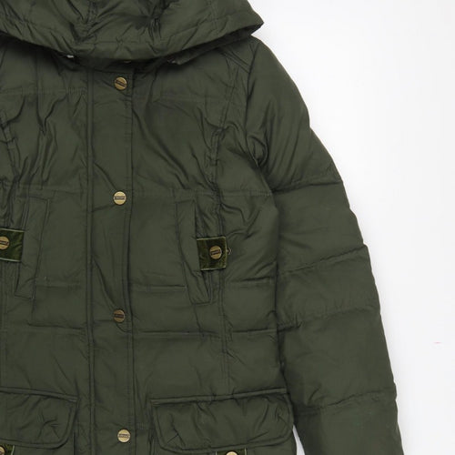 Per Una Women’s Green Small Long Hooded Down Puffer Coat