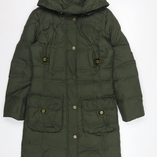 Per Una Women’s Green Small Long Hooded Down Puffer Coat