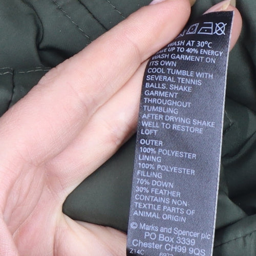 Per Una Women’s Green Small Long Hooded Down Puffer Coat