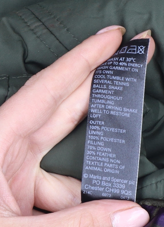Per Una Women’s Green Small Long Hooded Down Puffer Coat