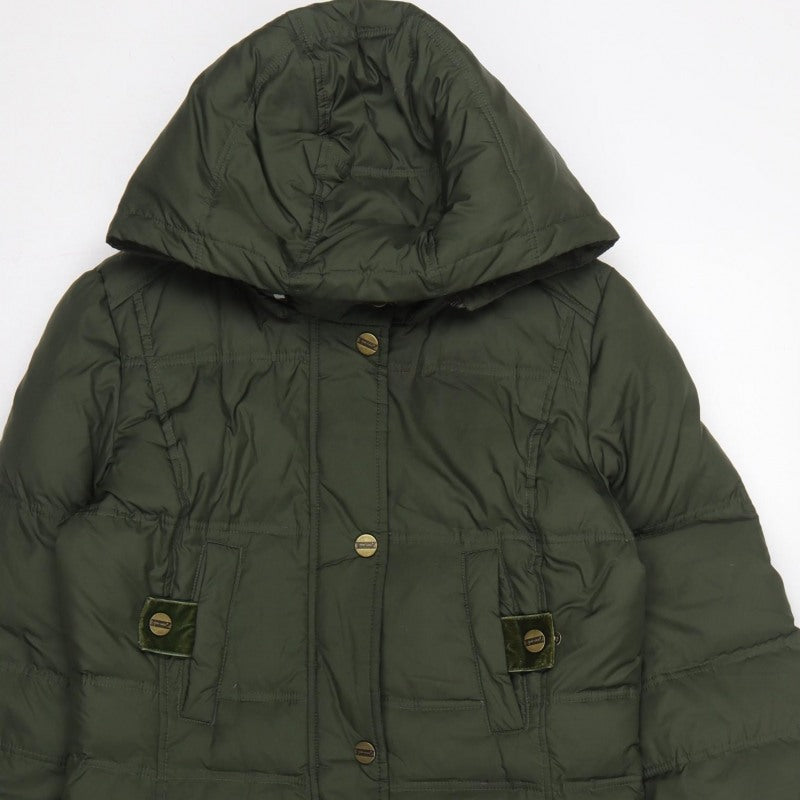 Per Una Women’s Green Small Long Hooded Down Puffer Coat