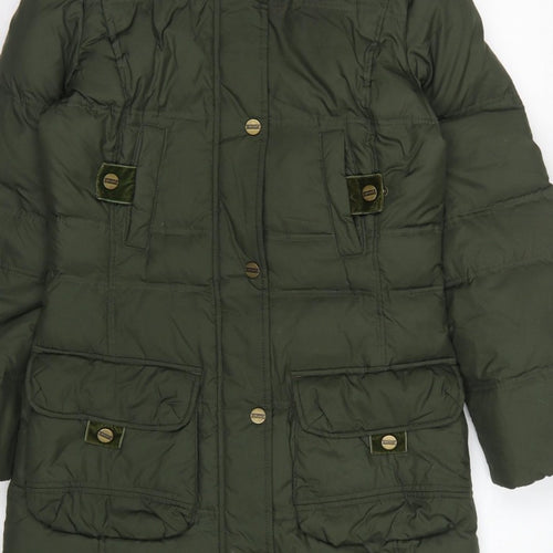 Per Una Women’s Green Small Long Hooded Down Puffer Coat