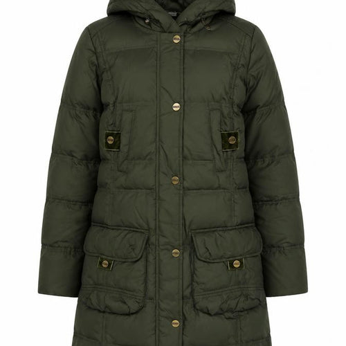 Per Una Women’s Green Small Long Hooded Down Puffer Coat
